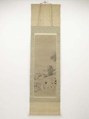 小早川秋聲筆　日蓮上人図「法の聲」　肉筆絹本掛軸（共箱）□z